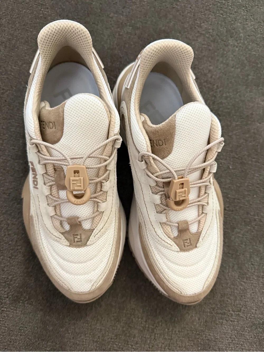 Fendi Women's Cream & White Chunky Mesh Sneaker